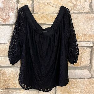 Lane Bryant Animal Print Lace Overlay Elastic Collar Top Size 26/28 *NWT*